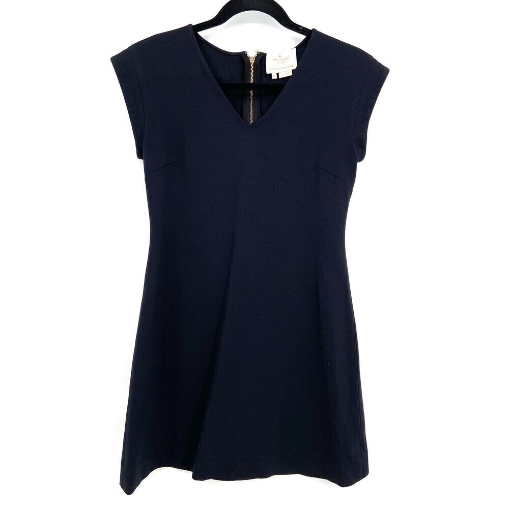 KATE SPADE Black V-Neck Short Sleeve A-Line Mini Dress Business Casual Size 00